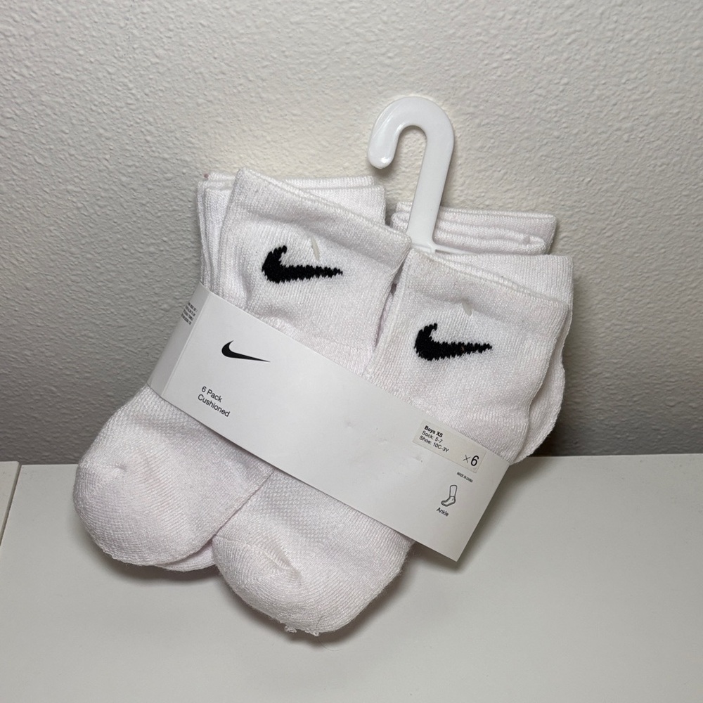Nike White Crew Socks with Black Logo